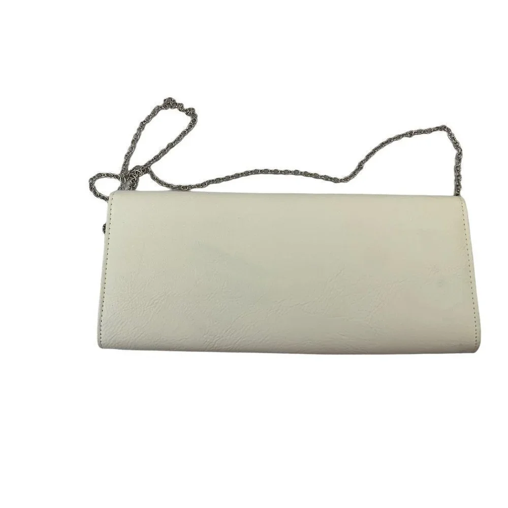 Women's White & Silver Clutch Purse